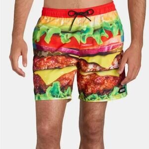 Neff Men's Cheeseburger Hot Tub Swim Trunks New with Tags 4XL